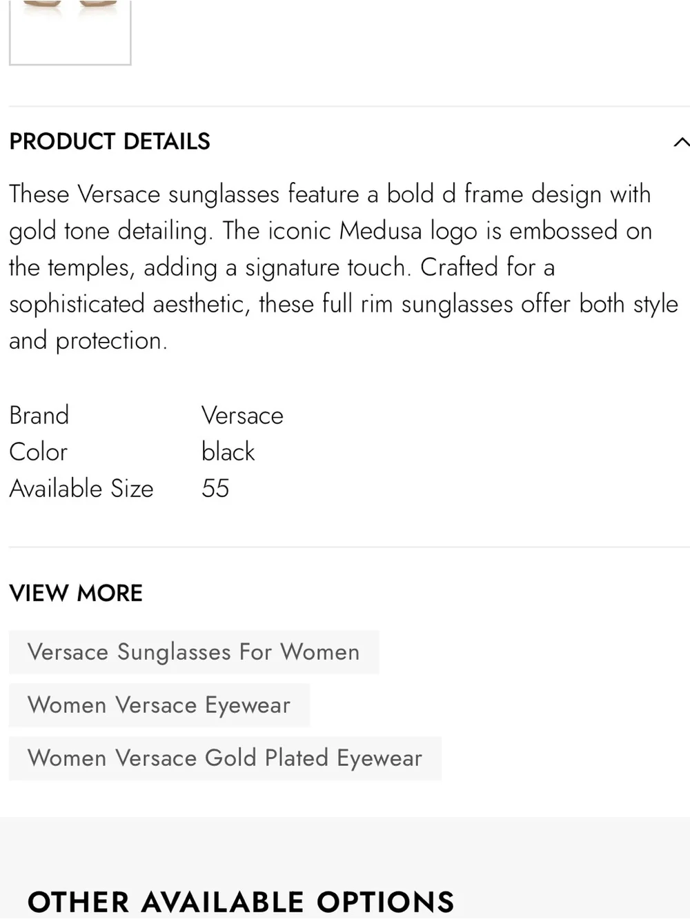 * | Versace | VE4441 Women's Sunglasses in Black. Size 55mm.